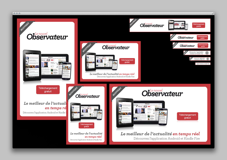 Campagne publicitaire  web, webphone et tablette Nouvel Observateur